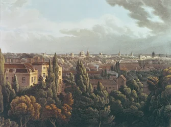 Blick auf Oxford von der Galerie im Observatorium, graviert von J. Bluck, 1. Juli 1814